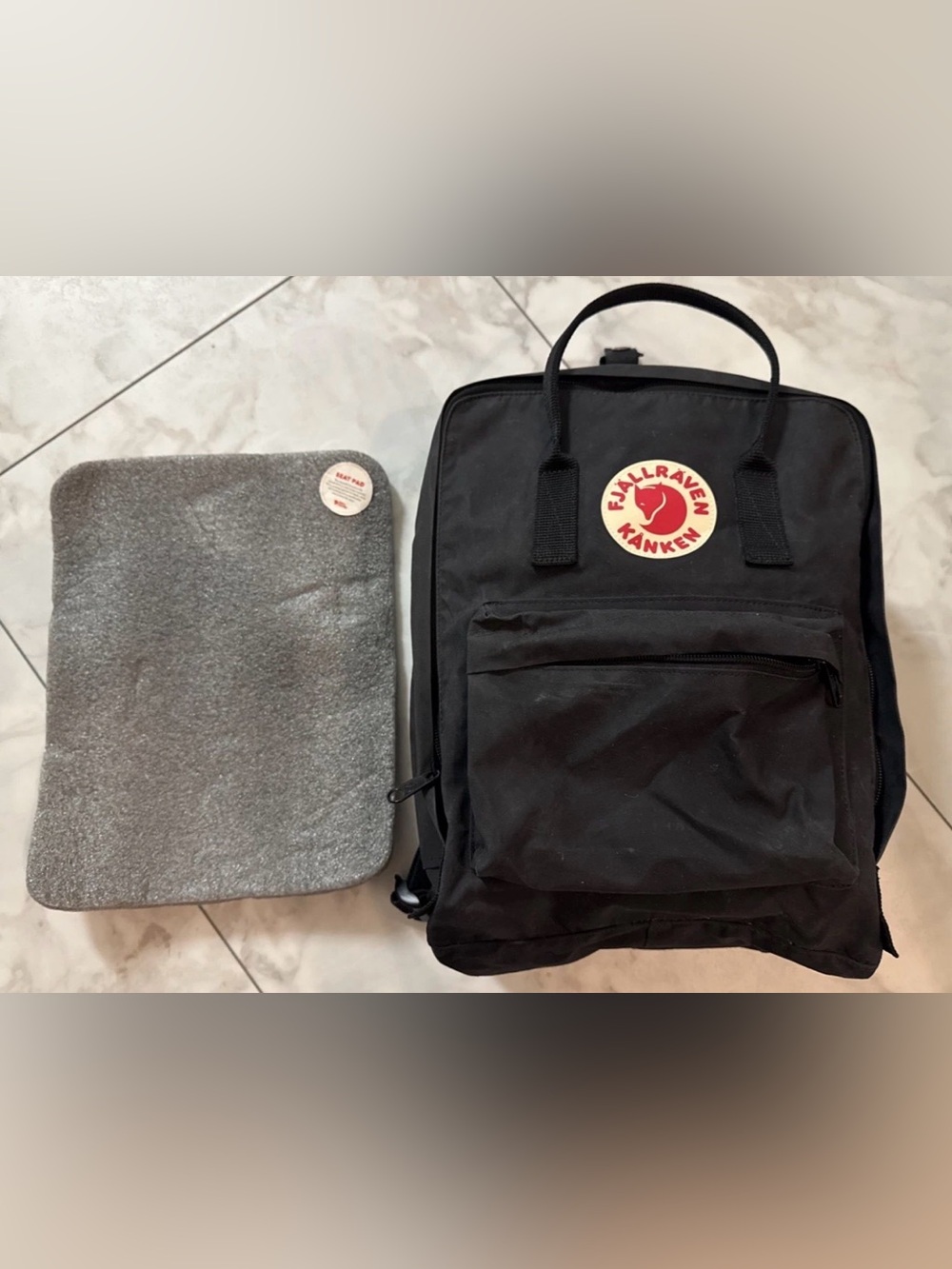 Fjallraven Kanken Classic Backpack Black Nylon Strap School Book Travel Bag